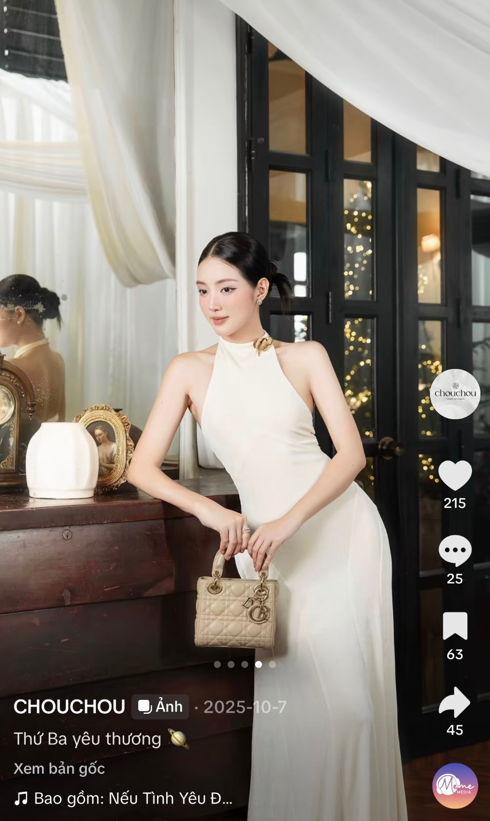 Thanh lý Pass váy trắng cổ yếm dáng suông thanh lịch ChouChou  - ảnh 3