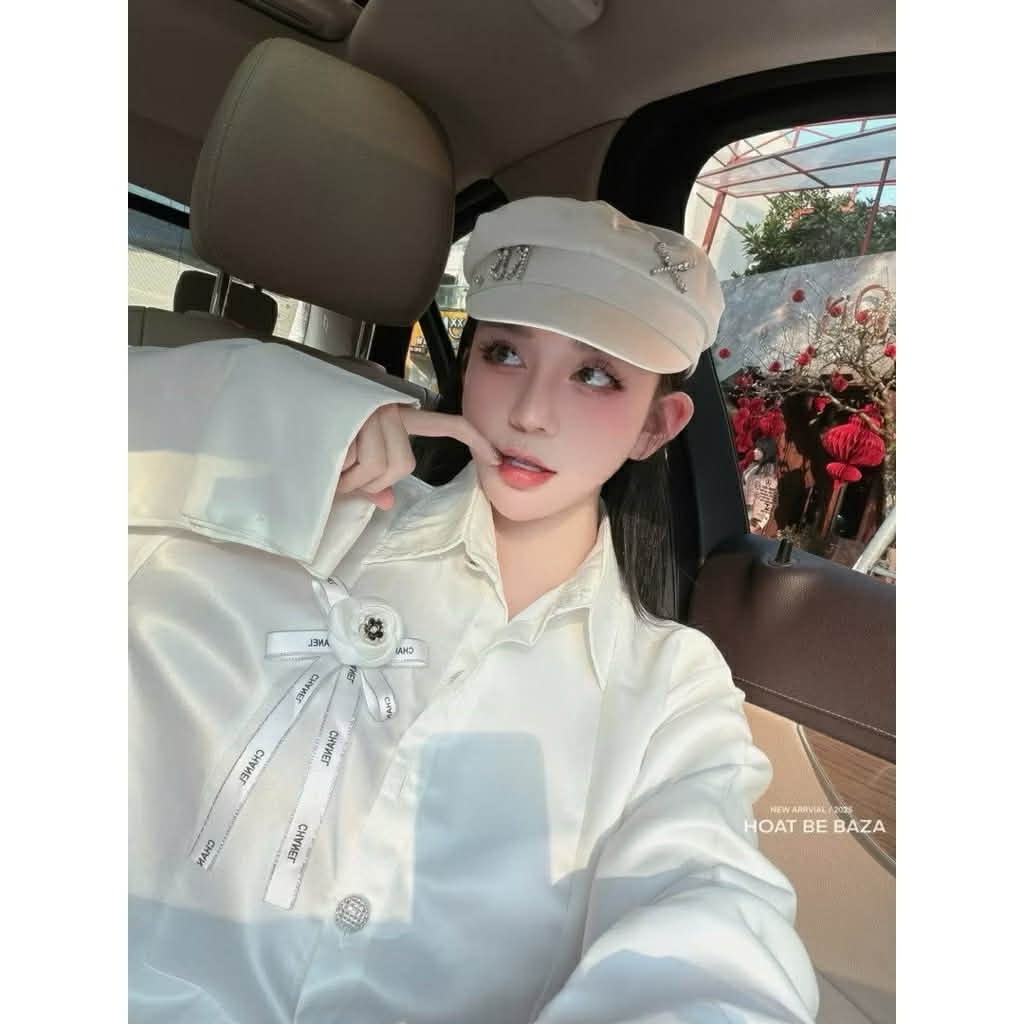 Thanh lý Pass sơ mi chất lụa bóng màu trắng tiểu thư sang chảnh - ảnh 2