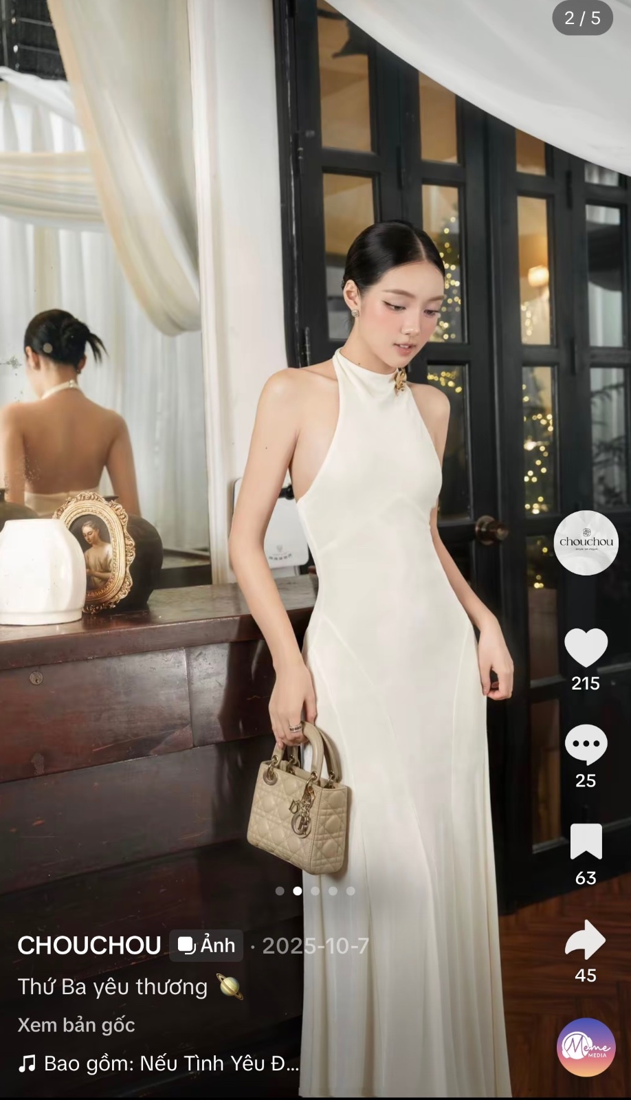 Thanh lý Pass váy trắng cổ yếm dáng suông thanh lịch ChouChou  - ảnh 4