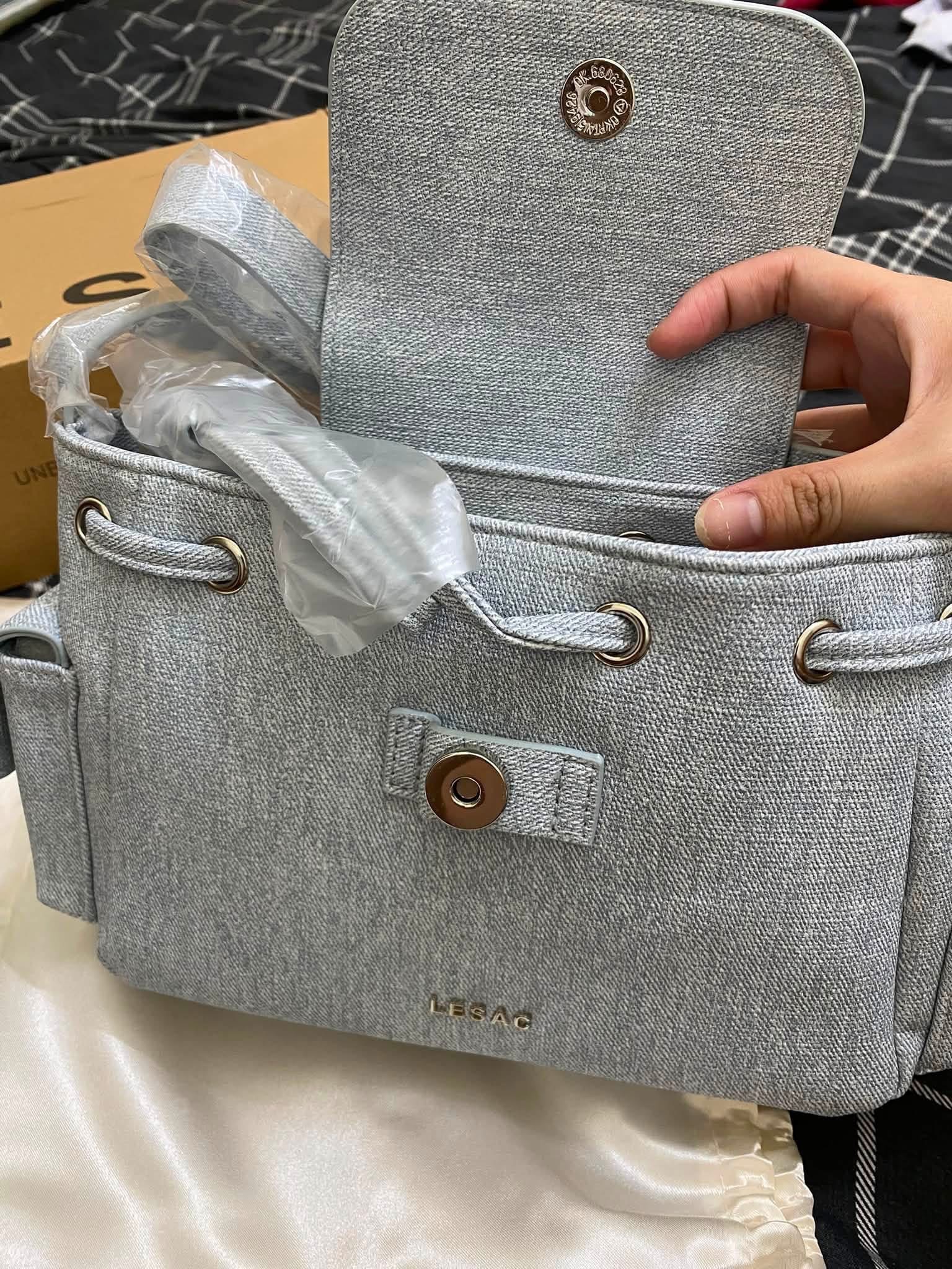 Thanh lý Pass túi chính hãng Lesac màu xanh denim new tag - ảnh 4