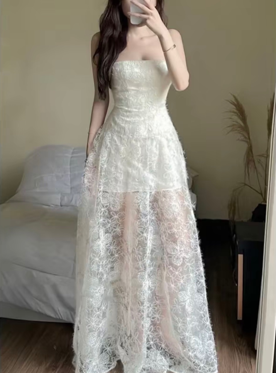 Thanh lý Pass váy Jolie Loft ren dáng dài màu trắng - ảnh 3