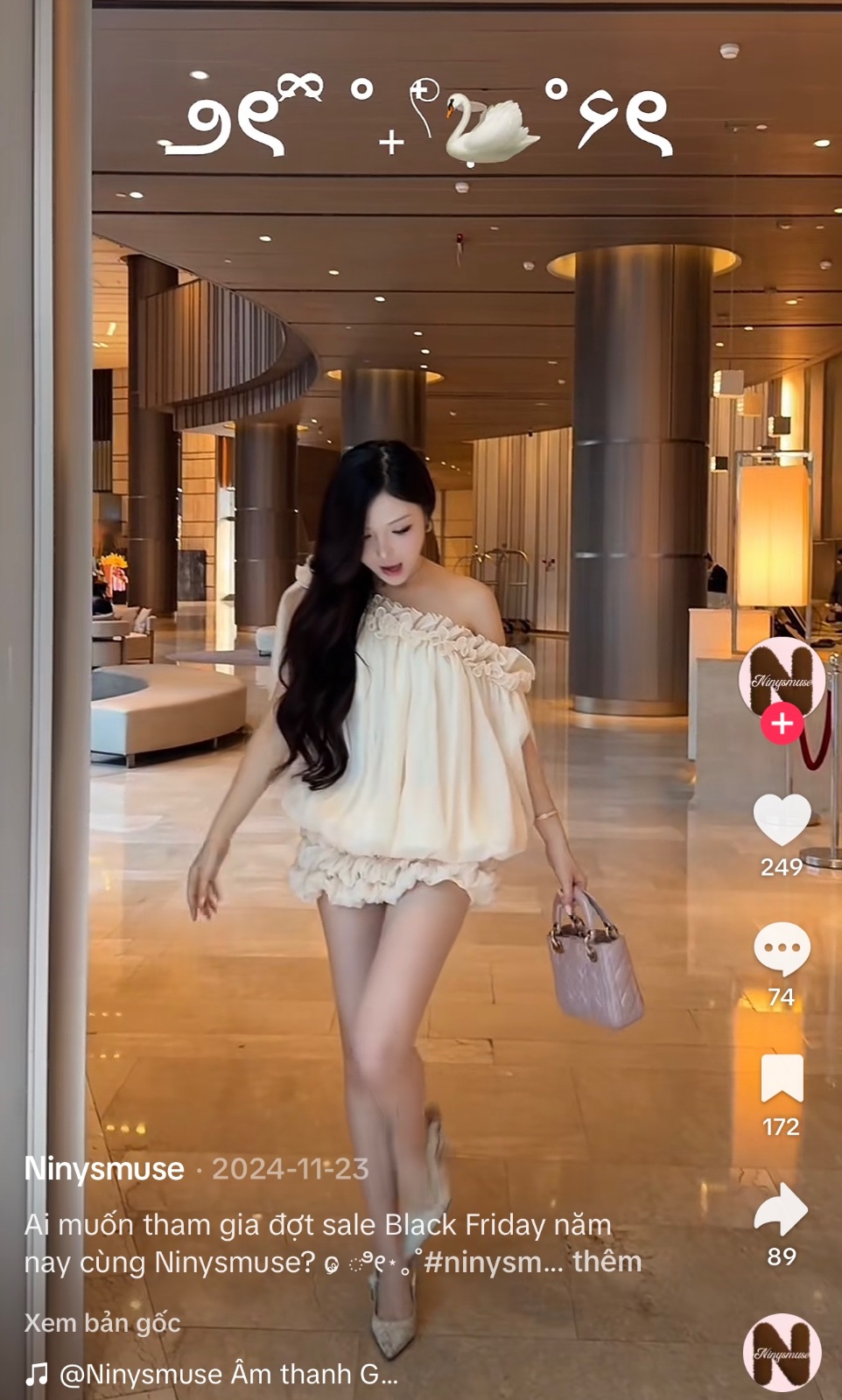Thanh lý Pass set Ninysmuse trễ vai phối váy dáng bồng màu kem - ảnh 3