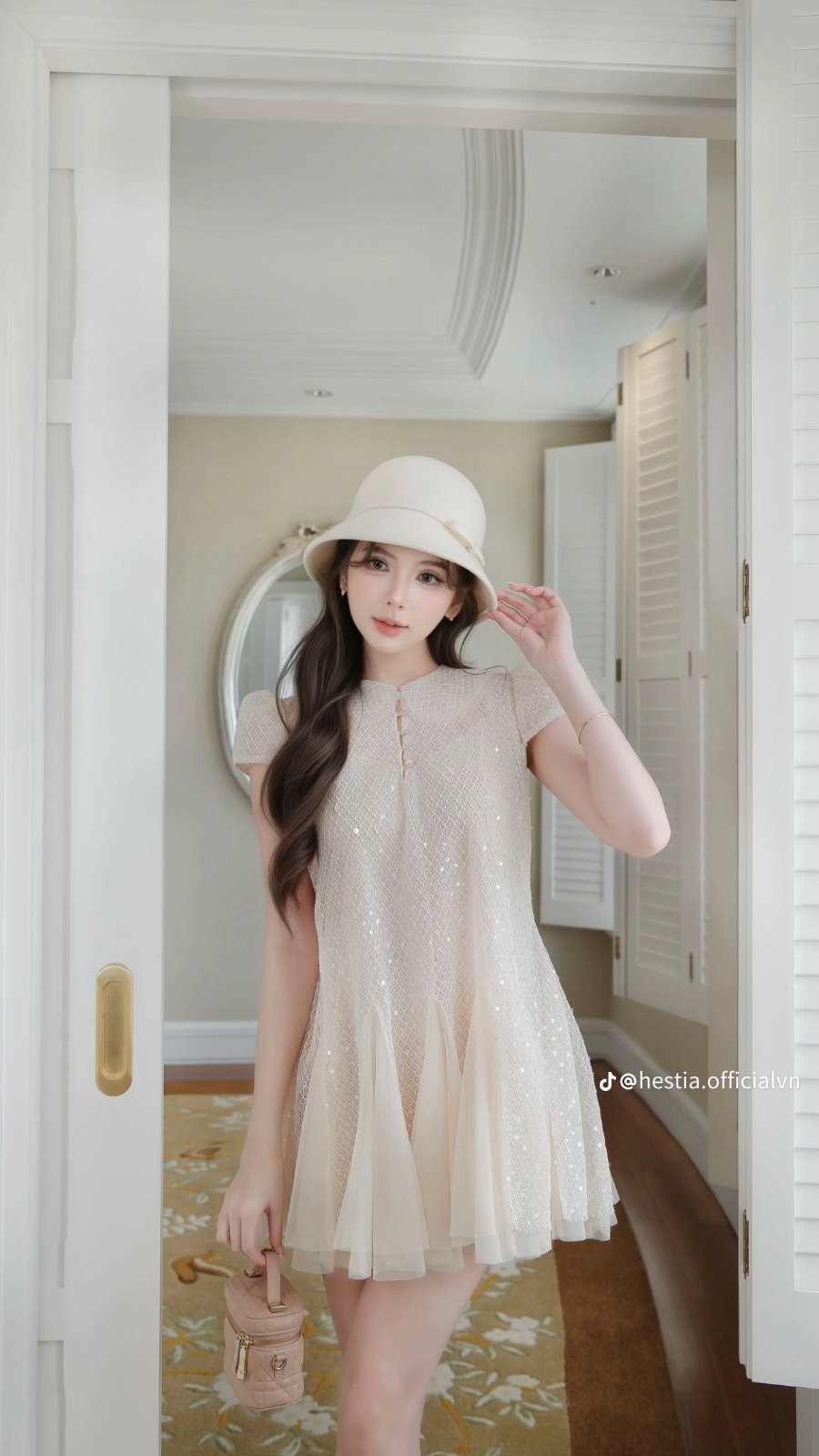 Thanh lý Pass đầm ngắn Hestia tiểu thư dáng suông màu kem Size M - ảnh 2