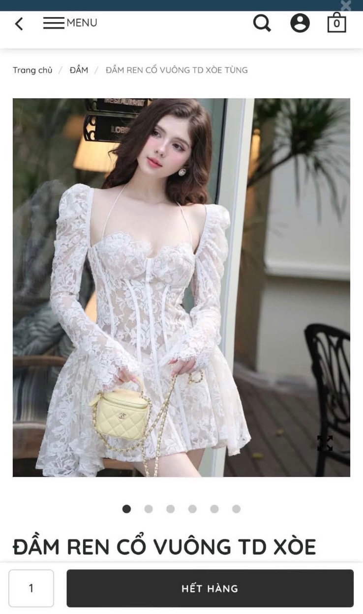 Thanh lý Pass đầm ren ngắn Trân Ali trắng cổ vuông tay dài - ảnh 2