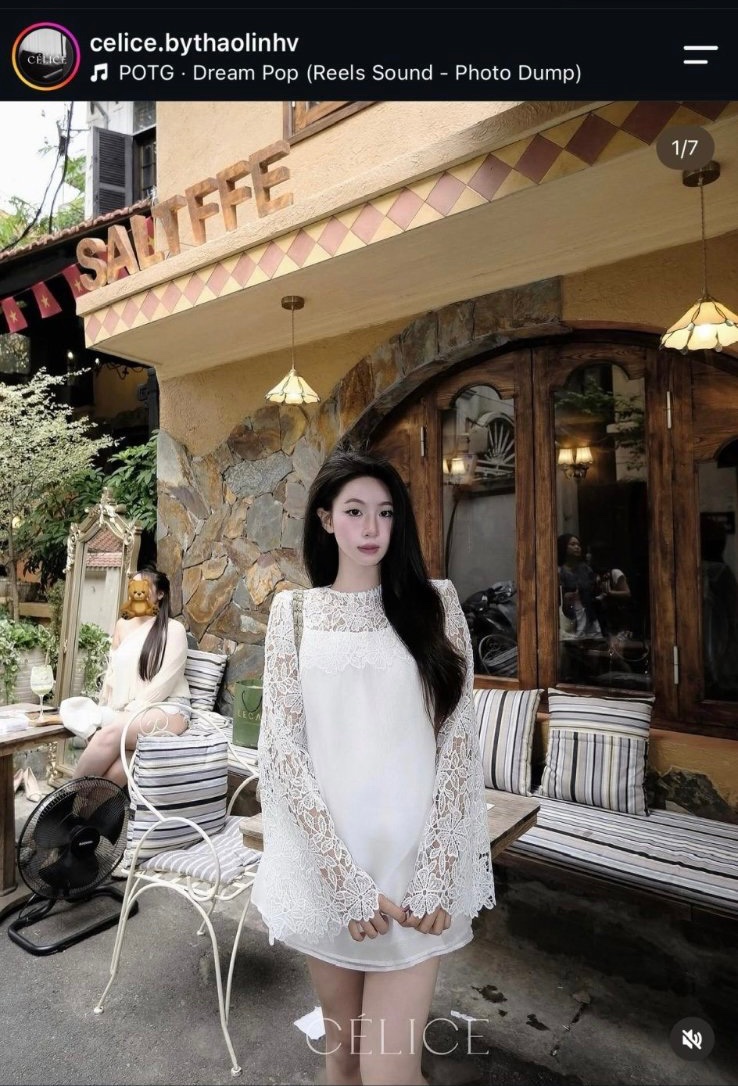 Thanh lý Pass váy trắng suông phối ren tiểu thư Celice - ảnh 4