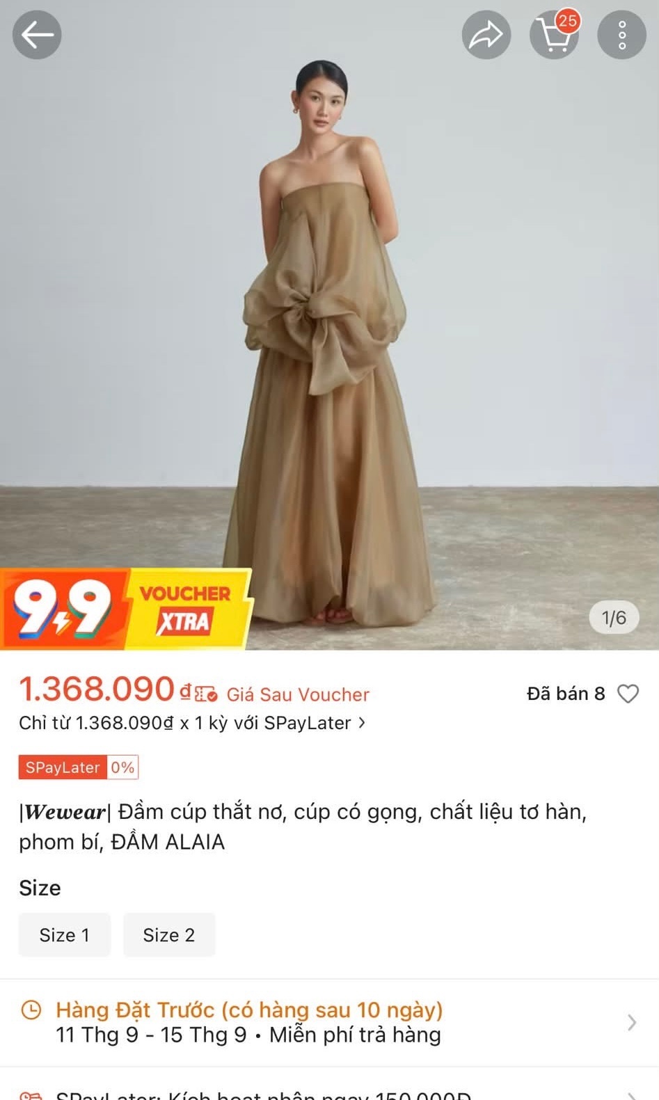 Thanh lý Pass Đầm Maxi Cúp Ngực Màu Nâu Hãng Wewear Dáng Xòe Bồng Bềnh - ảnh 3