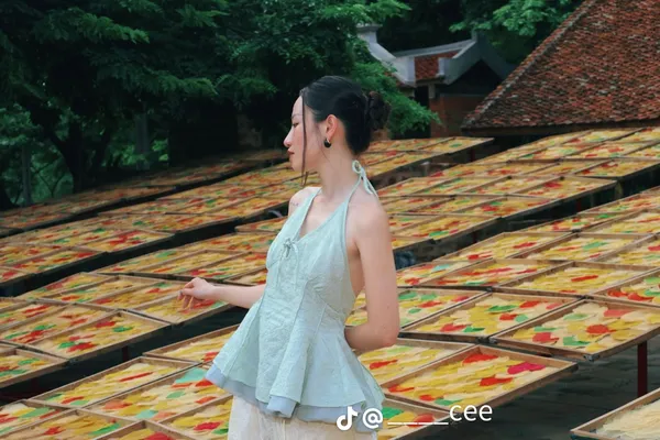 Pass Áo Yếm Feng Atelier Peplum Màu Xanh Nhạt Dáng Xòe