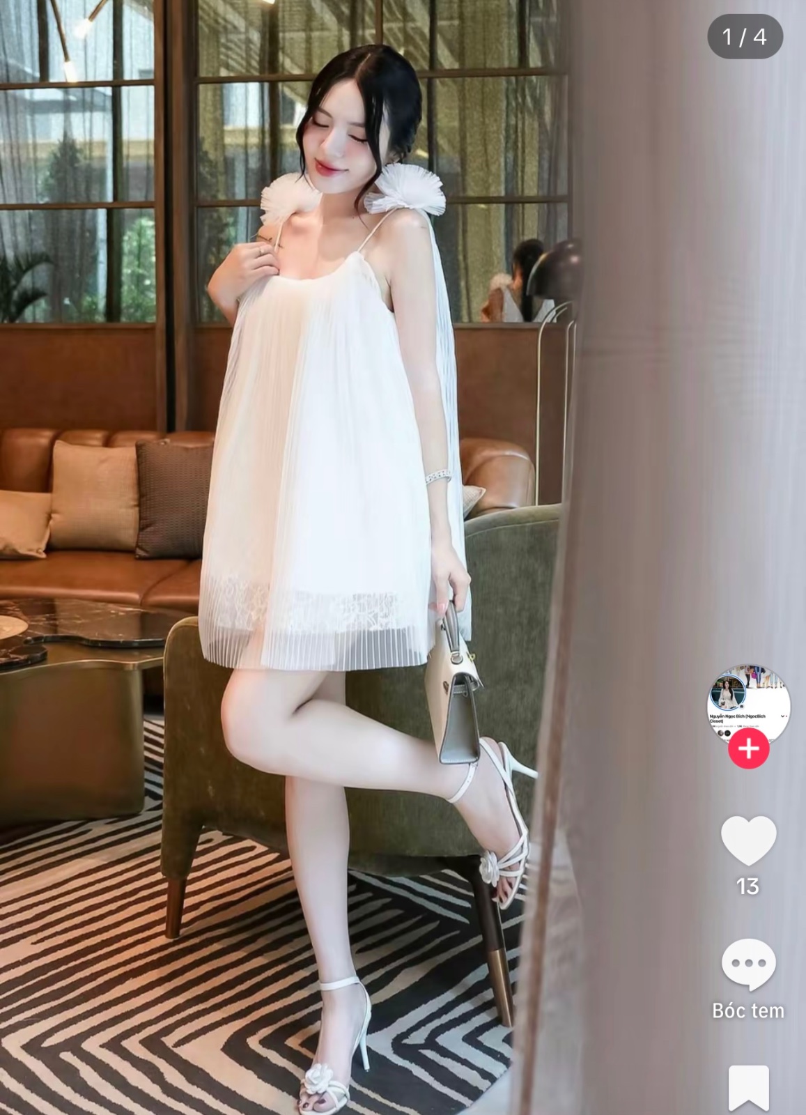 Thanh lý Pass váy 2s dáng babydoll ngắn phối hoa màu trắng Oanh BiBi  - ảnh 2