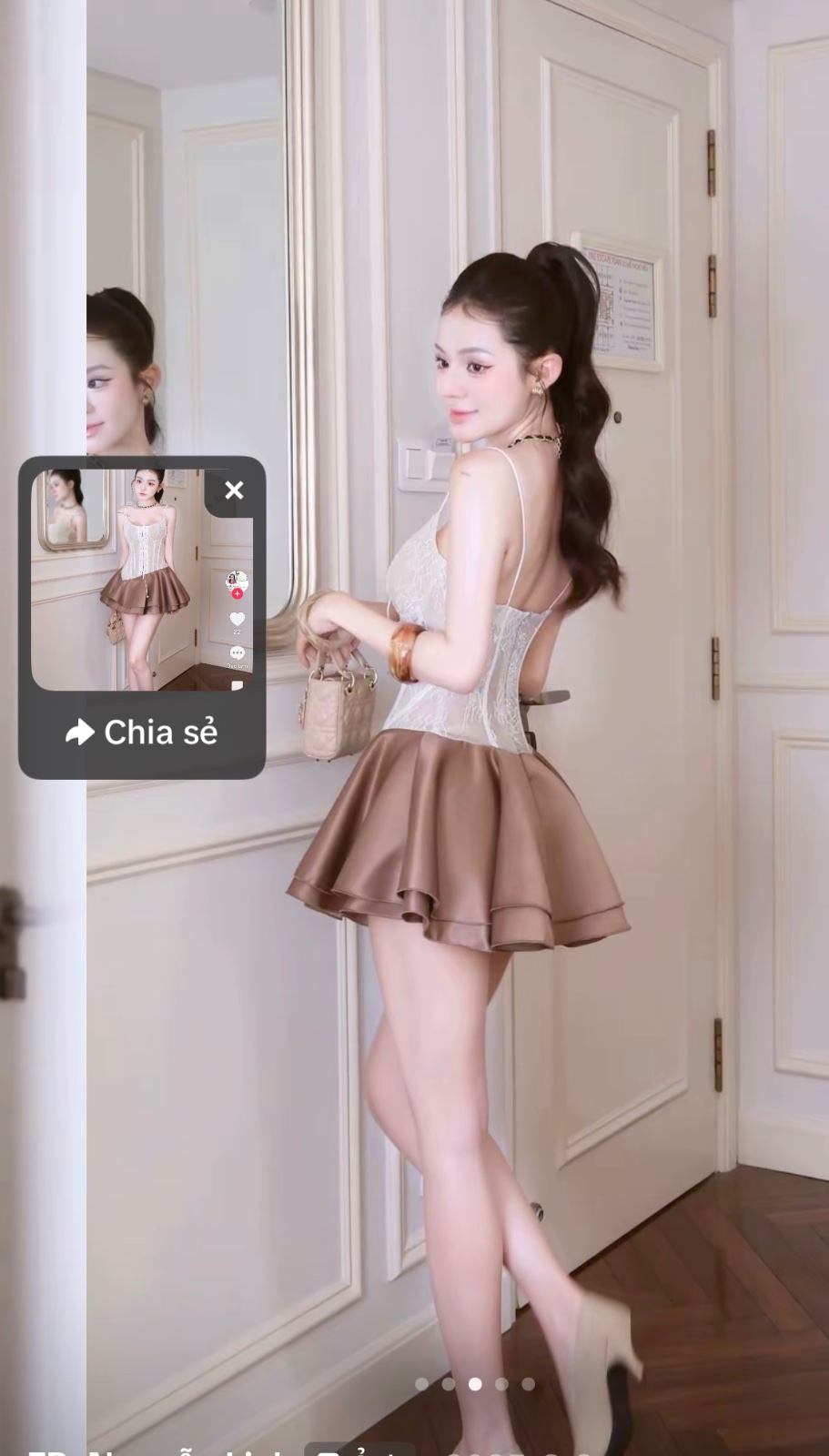 Thanh lý Pass váy 2s Thảo BiBi dáng corset phối chân váy nâu sang chảnh - ảnh 3