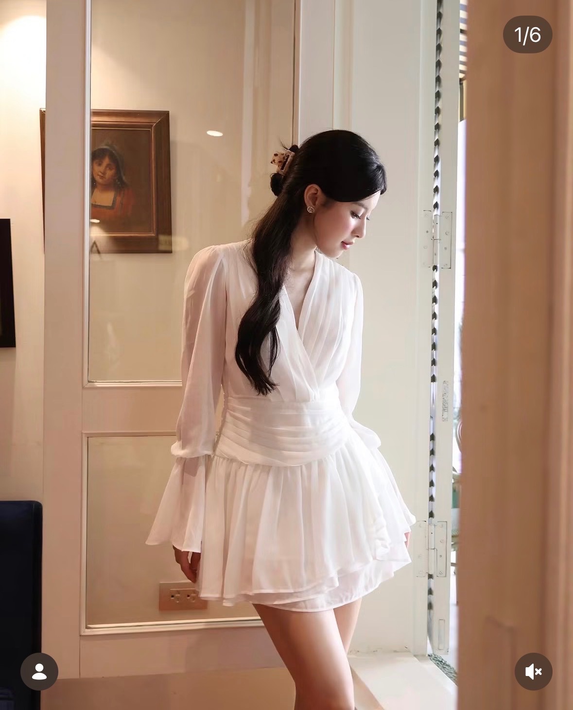 Thanh lý Pass váy trắng Lameiz ngắn tay dài thanh lịch - ảnh 2