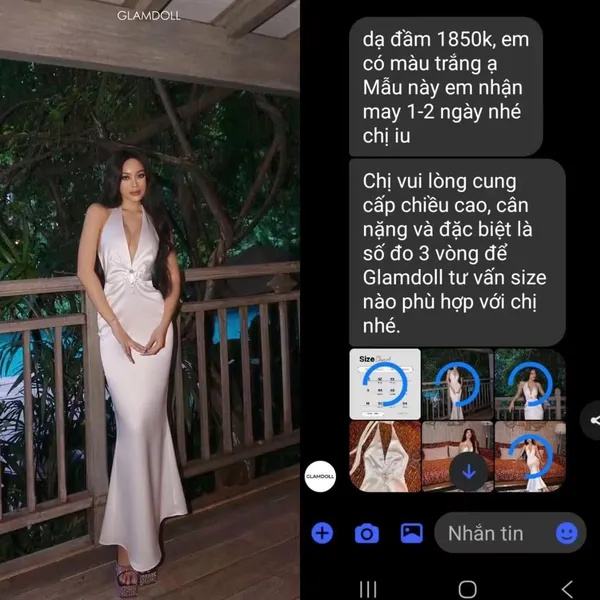 Pass đầm Glamdoll cổ yếm dáng dài sang trọng màu trắng Size S