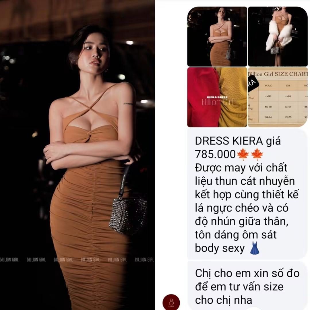 Thanh lý Pass đầm body Billion Girl màu nâu ôm sát thiết kế dây chéo ngực Size M - ảnh 1