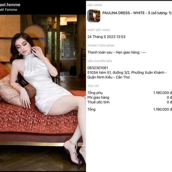Pass đầm ngắn cổ yếm Mael Femme đính đá sang trọng màu trắng Size S