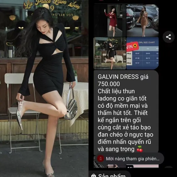 Pass đầm Billion Girl body đen tay dài cut-out đan chéo Size M
