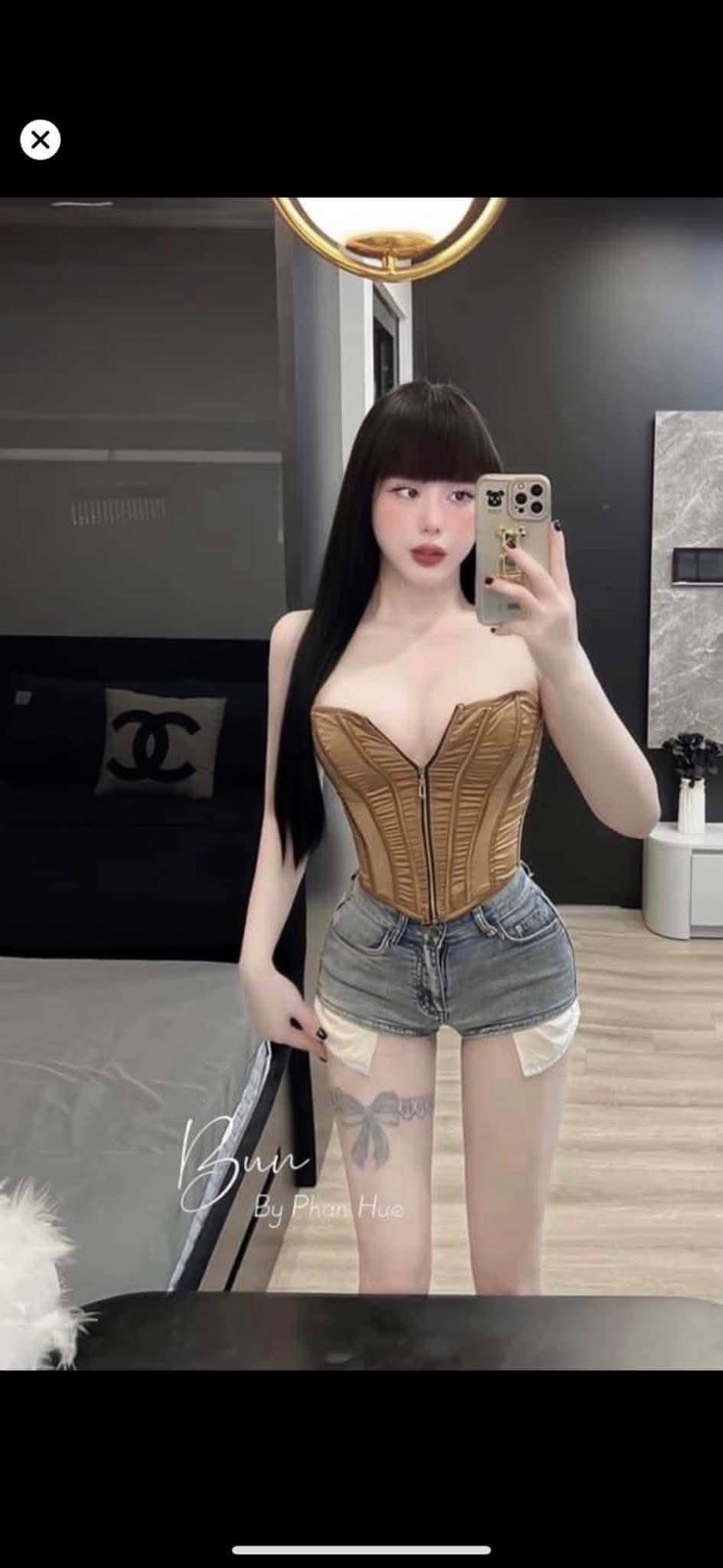 Thanh lý Pass áo corset nâu khóa kéo hàng Ninh Hiệp - ảnh 1