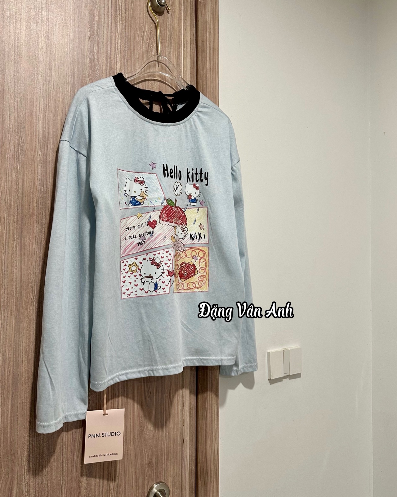 Thanh lý Pass set áo dài tay Hello Kitty và quần short chấm bi - PNN - ảnh 3