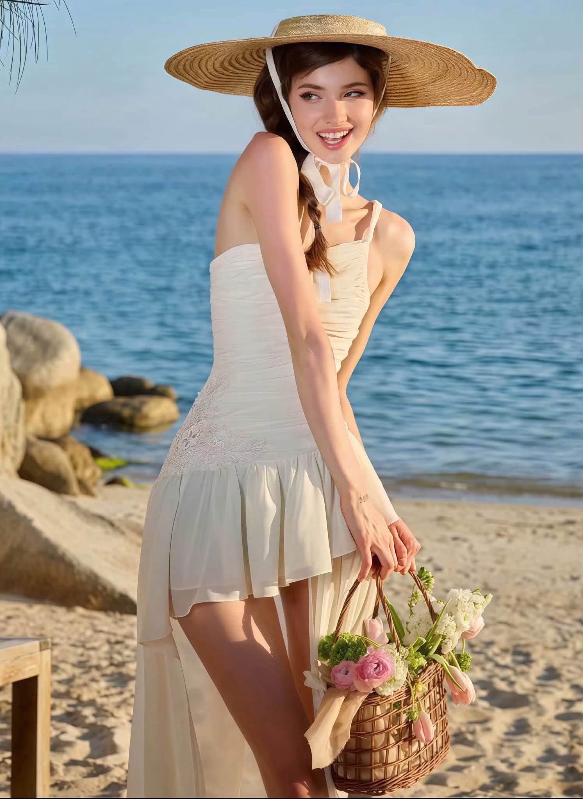 Thanh lý Pass ￼new AMELIE - Đầm lệch vai xếp ly tinh tế tôn dáng - ảnh 3
