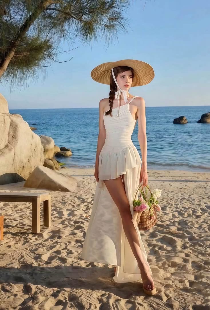 Thanh lý Pass ￼new AMELIE - Đầm lệch vai xếp ly tinh tế tôn dáng - ảnh 2
